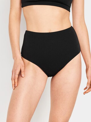 High-Waisted French-Cut Puckered Bikini Swim Bottoms | Old Navy (US)