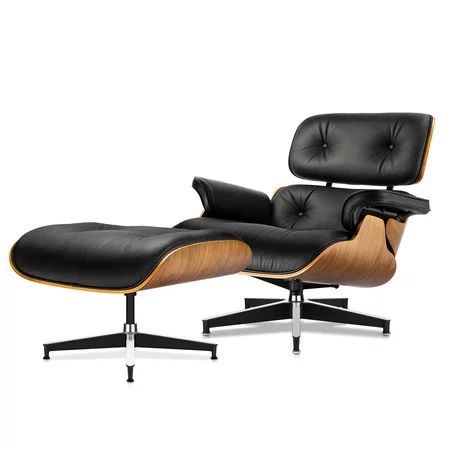 Cottinch Eames Lounge Chair Mid Century Lounge Chair Top Grain Leather Sofa for Living Room Indoor M | Walmart (US)