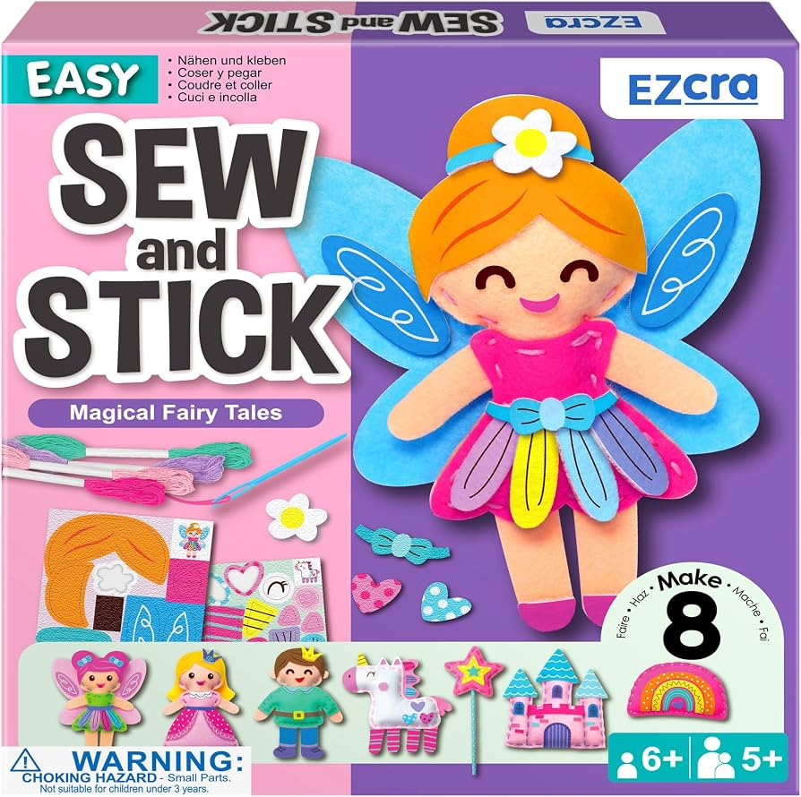 EZCRA Fairy Sewing Kit for Kids - 8-in-1 Kids Sewing Kit - Easy to Do Craft Kits for Ages 4-8 - S... | Amazon (US)