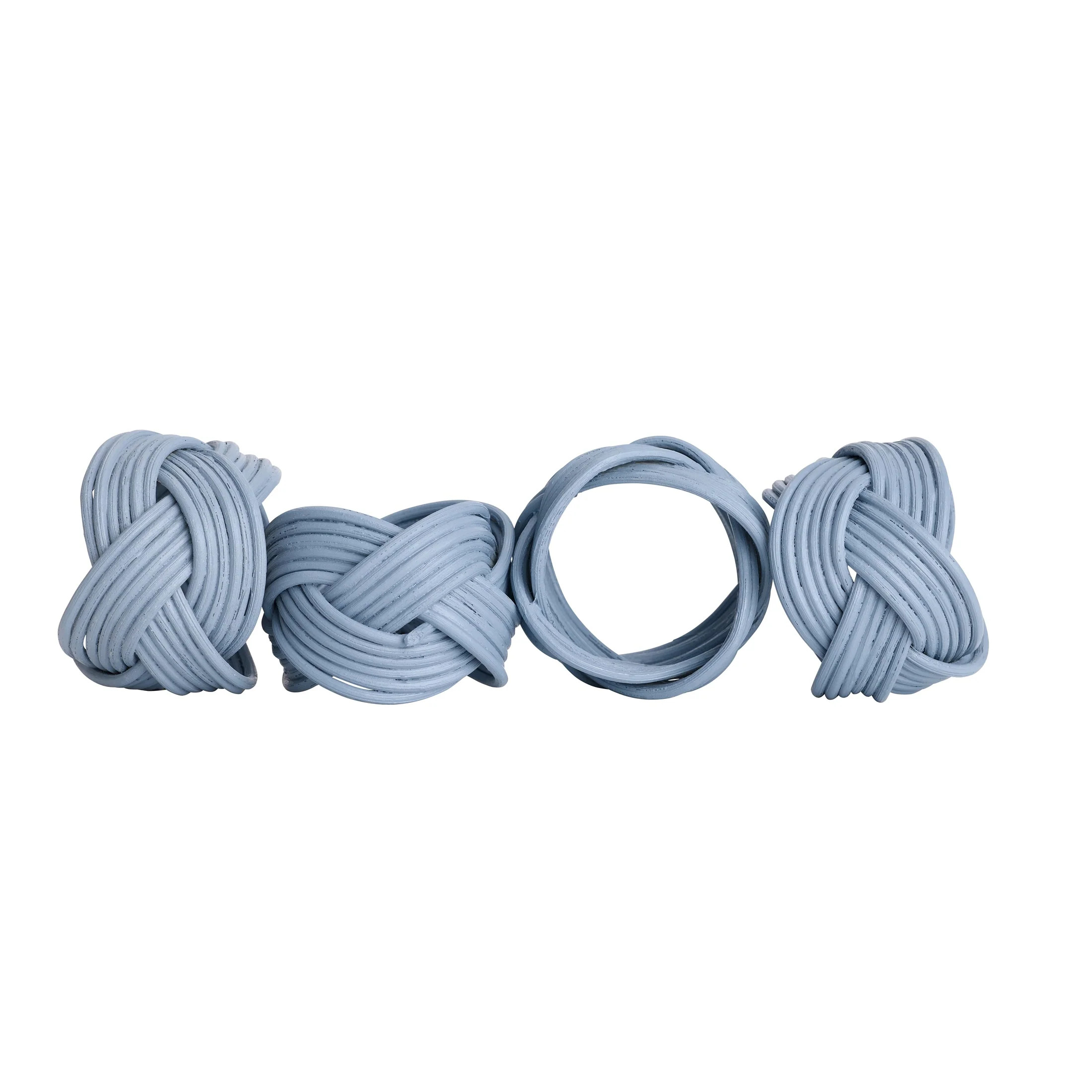 Braided Rattan Napkin Rings Blue - Set of 4 | Cailini Coastal