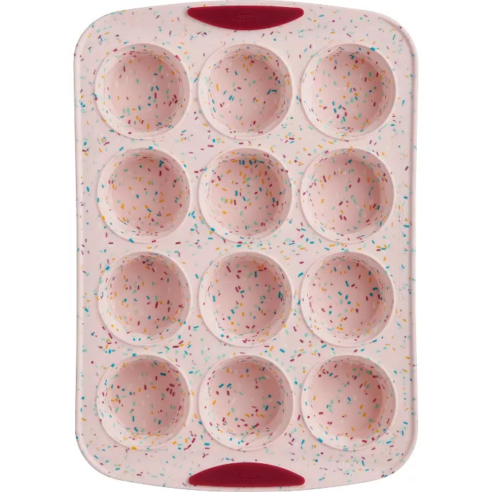 Trudeau 14.4" x 10" Silicone Muffin Baking Pan Pink | Target