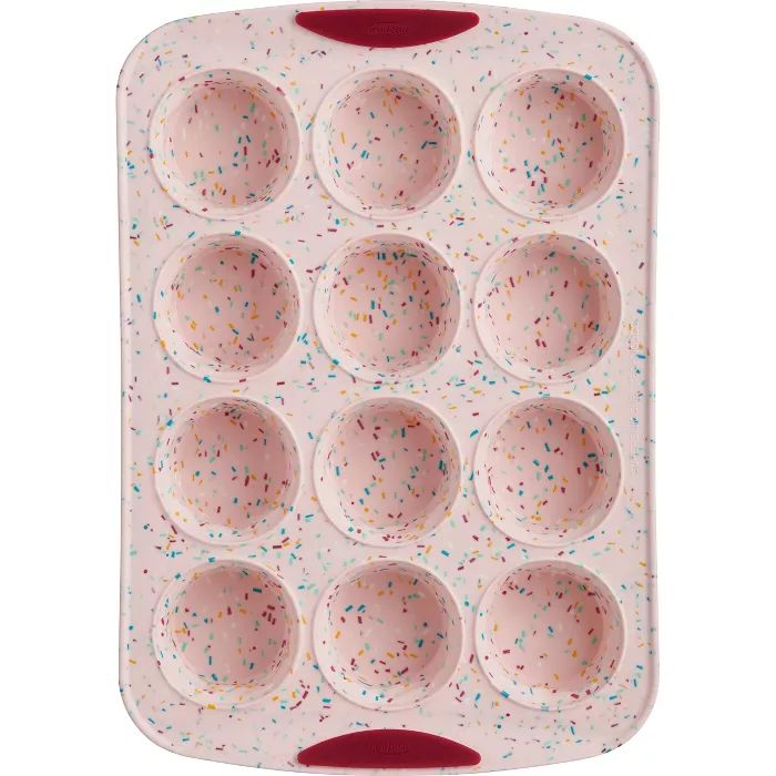 Trudeau 14.4" x 10" Silicone Muffin Baking Pan Pink | Target