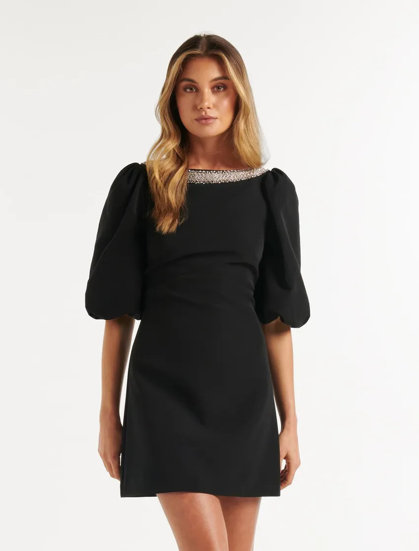 Maisie Embellished-Neck Mini Dress | Forever New (AU)