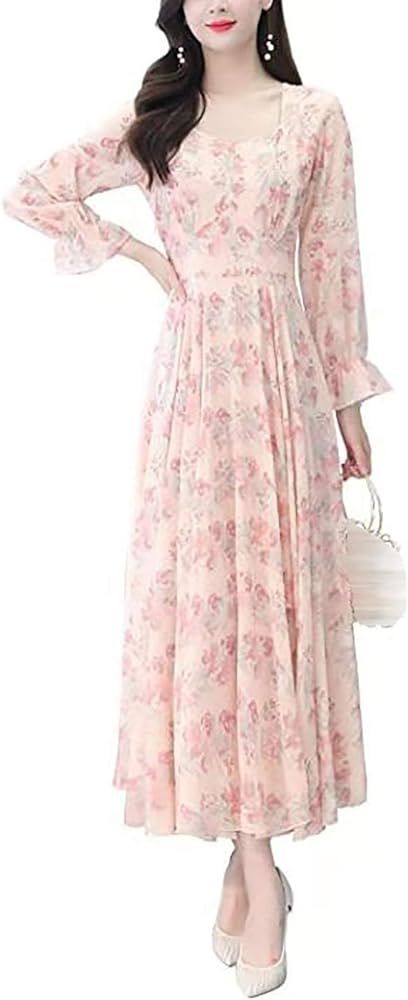 Women's Elegant Vintage Floral Lace Midi Dress A Line Party Dance Dress | Amazon (US)