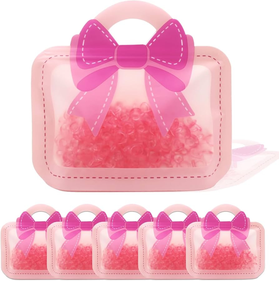30 Pack Cartoon Bow Goodie Bags Kids Girls Birthday Gift Bags with Handle Ziplock Seal Bag Smell ... | Amazon (US)