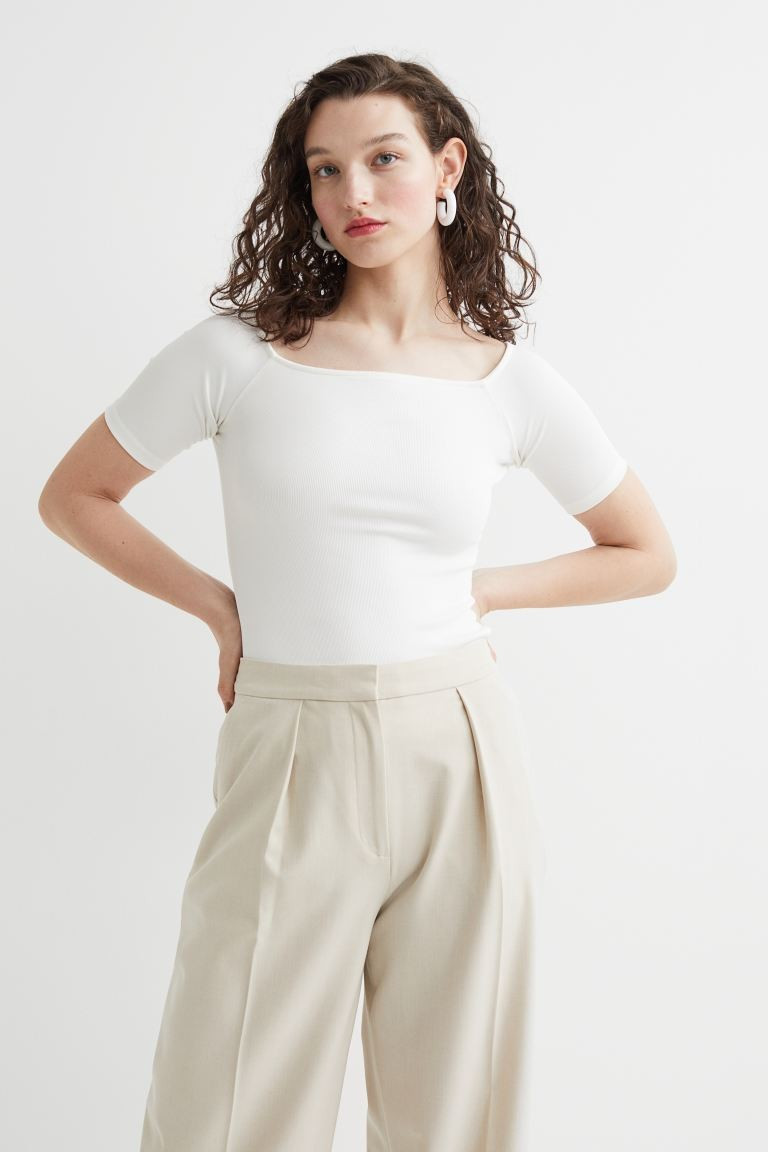 Ribbed Off-the-shoulder Top | H&M (US + CA)