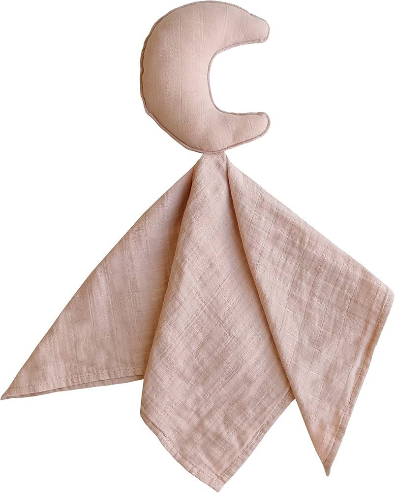 mushie Moon Security Blanket | Baby Lovey | 100% Organic Muslin Cotton (Blush) | Amazon (US)