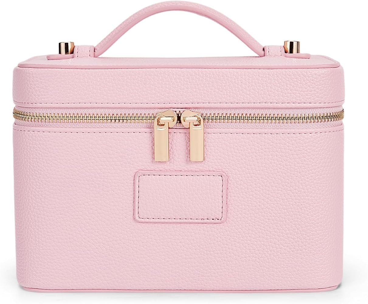 Makeup Bag Vanity Case for Women Leather Cosmetic Bag Travel Toiletry Bags Portable Makeup Organi... | Amazon (US)