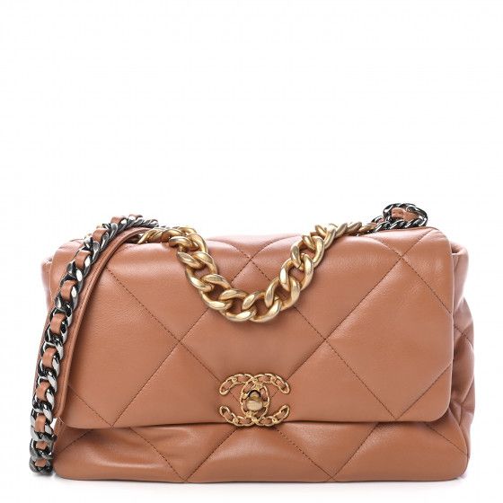 CHANEL Lambskin Quilted Large Chanel 19 Flap Brown | FASHIONPHILE | Fashionphile