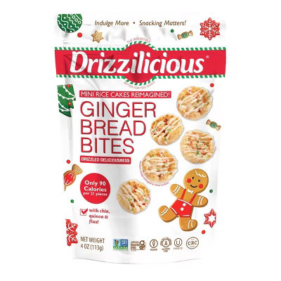 Drizzilicious Holiday Ginger Bread Bites Mini Rice Cakes - 4oz | Target