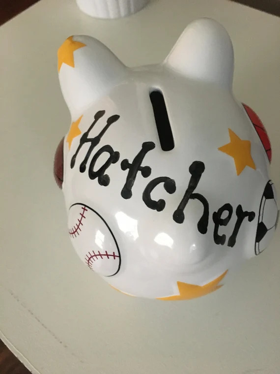 Personalized Piggy Bank,Sports Piggy Bank,Boy's Personalized Piggy Bank,Personalized Piggy Bank f... | Etsy (US)