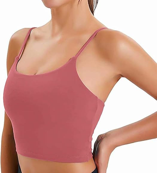 Qxyang Padded Sports Bra for Women Longline Camisole Crop Yoga Workout Tank Tops Fitness Gym Runn... | Amazon (US)