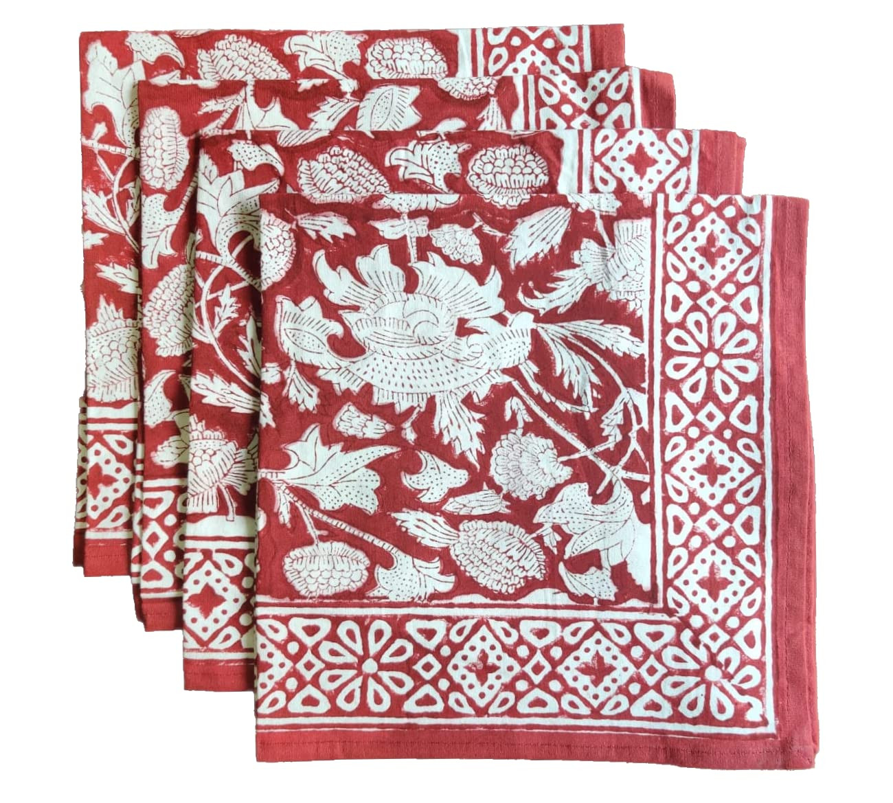 ATOSII Meraki Red 100% Cotton Fall Cloth Designer Dinner Napkins, Handblock Print, Washable Durab... | Amazon (US)