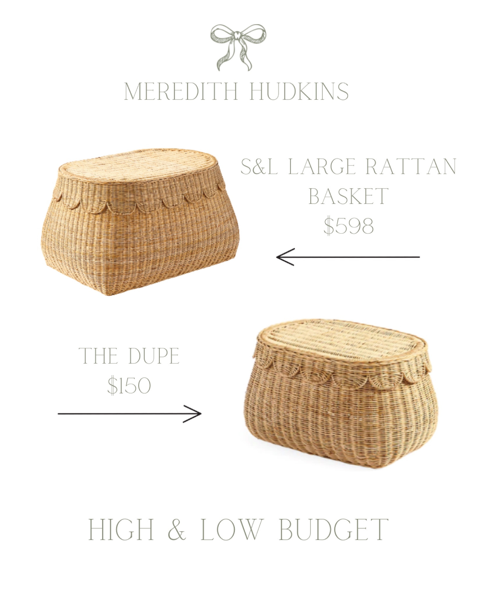 Scallop Rattan Basket, Small | Serena & Lily