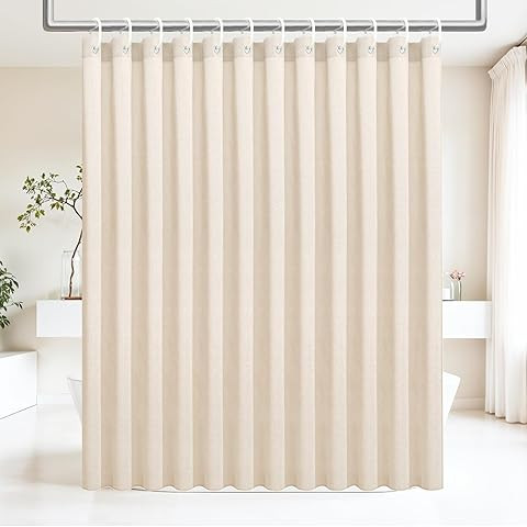 BTTN Extra Long Fabric Shower Curtain, 96 Inch Linen Textured Heavy Duty Cloth Shower Curtain Set... | Amazon (US)