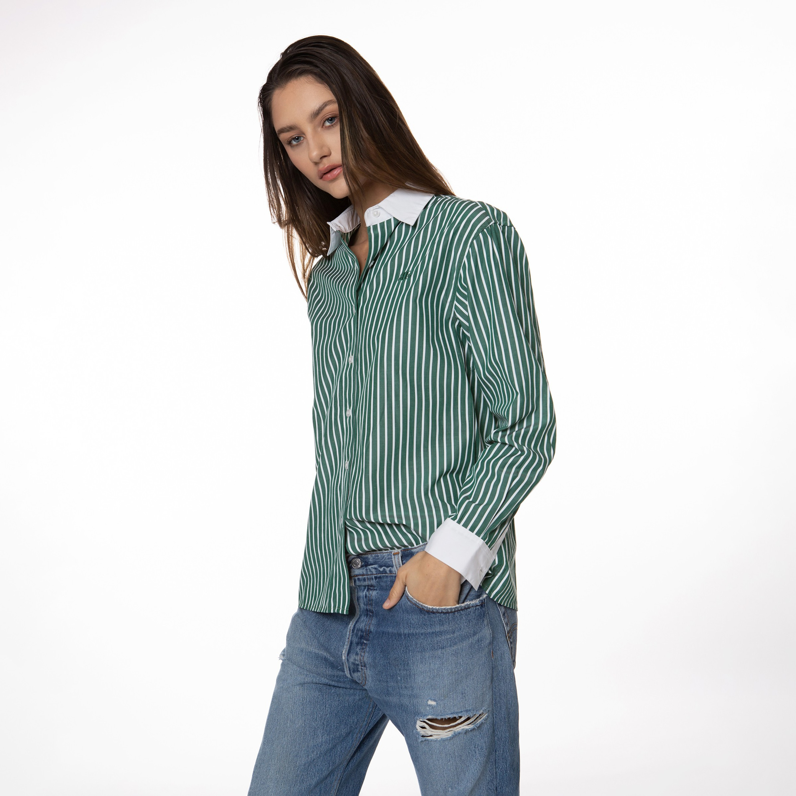 Margot Stripe Classic Button Up | EllandEmm