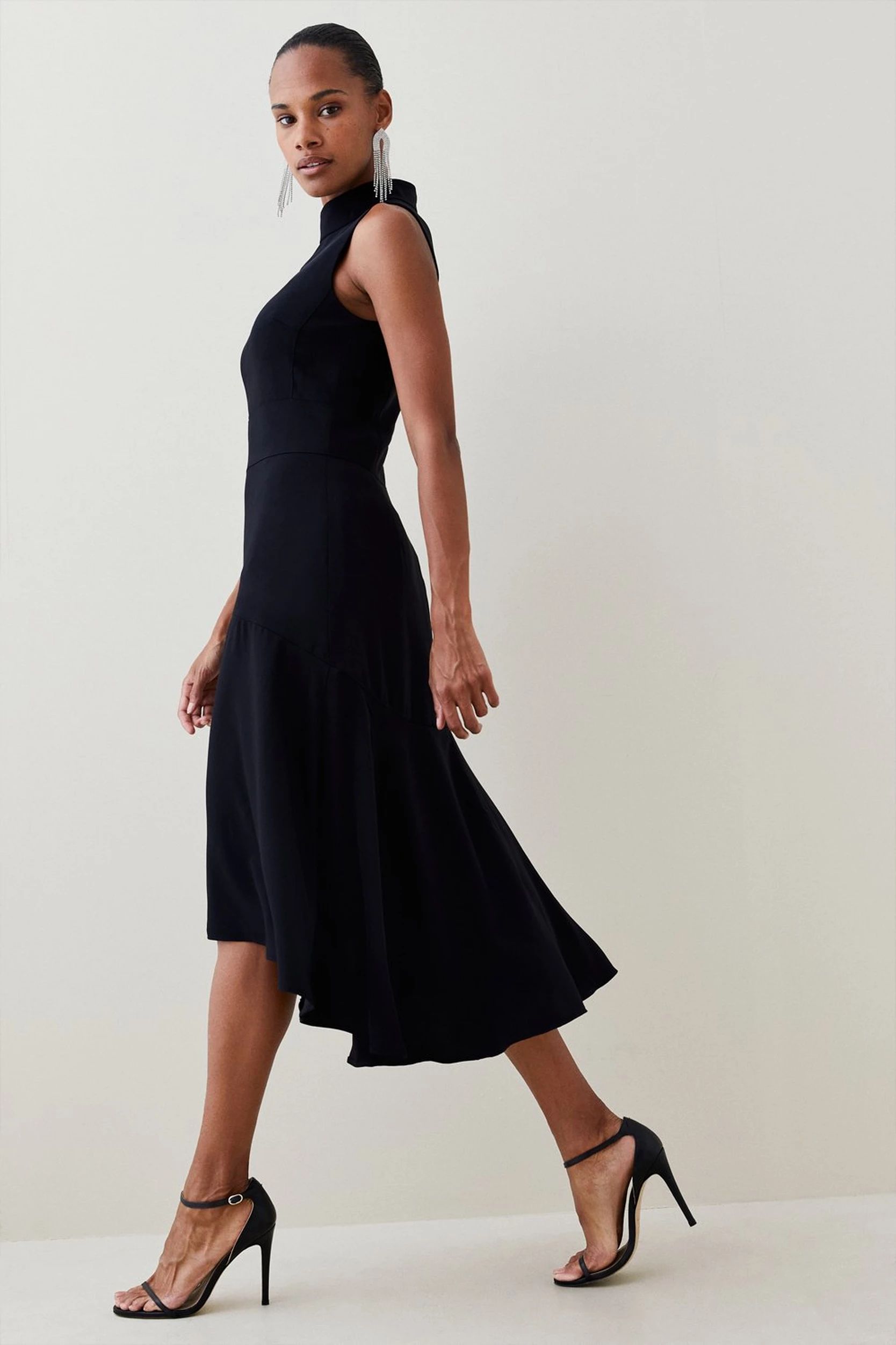 Petite Soft Tailored High Low Midi Dress | Karen Millen US
