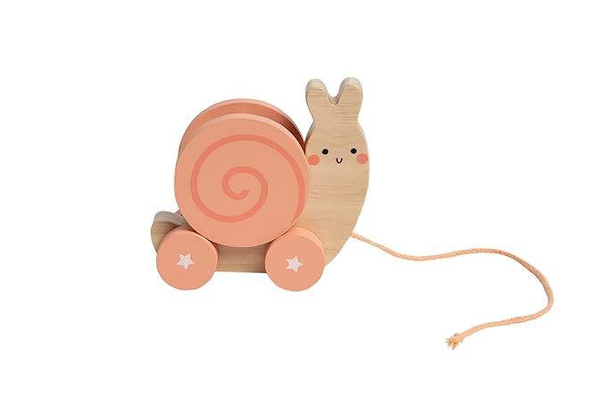 Pearhead Montessori Snail Pull Toy, Pull Along Wooden Toy, Early Development Push and Pull String... | Amazon (US)