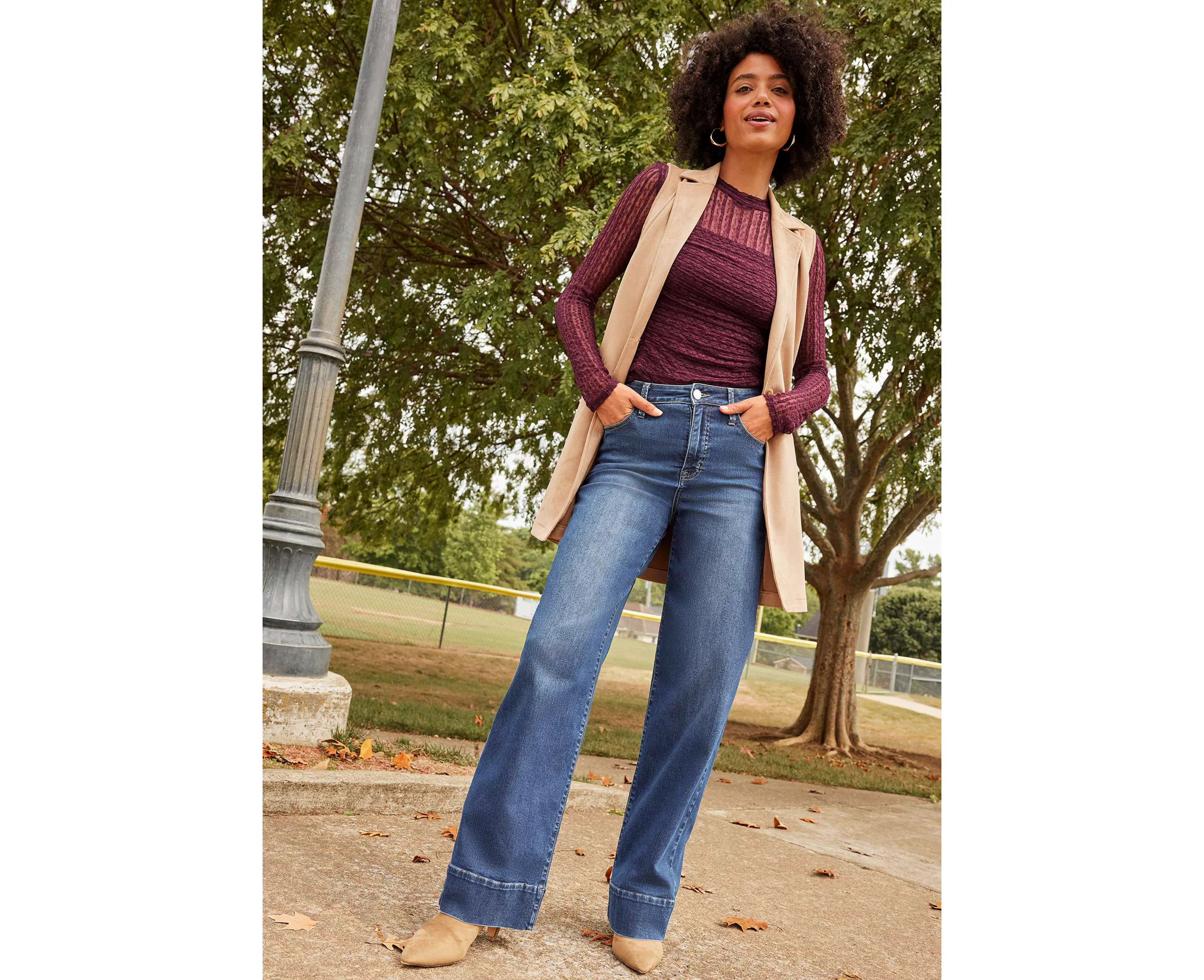 Everflex\u2122 Dark Super High Rise Tall Hem Wide Leg jean | maurices | Maurices