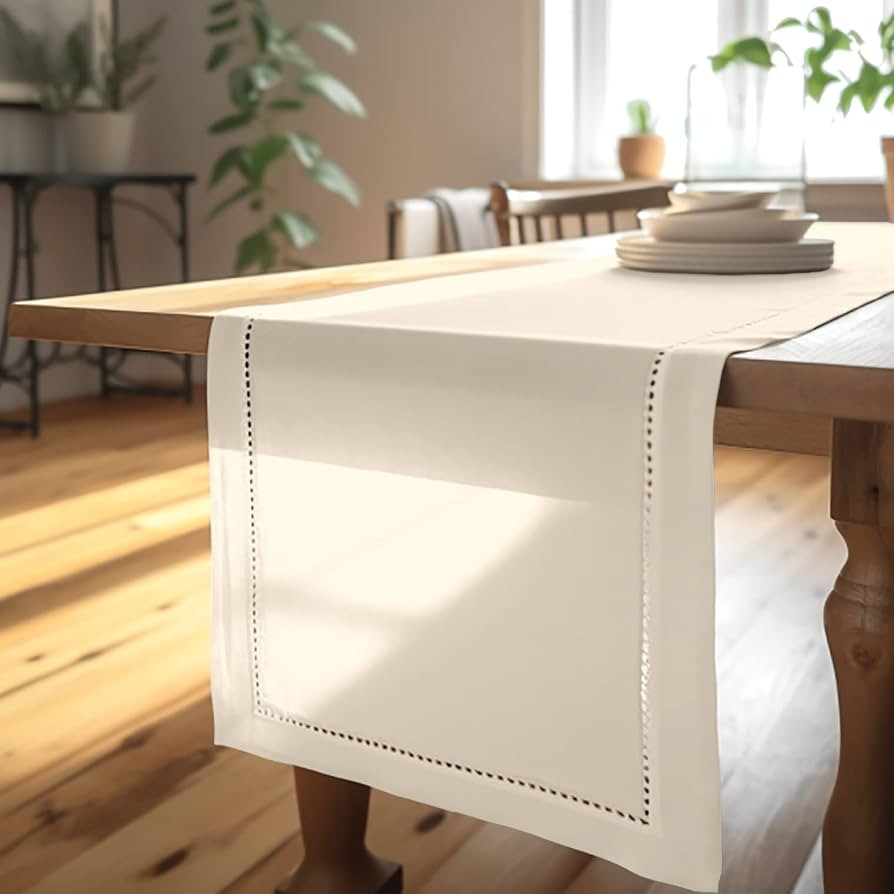 Encasa Homes Pure Cotton Hemstitched Table Runner for 4 Seater Dining of Size 13"x59" - Natural |... | Amazon (US)
