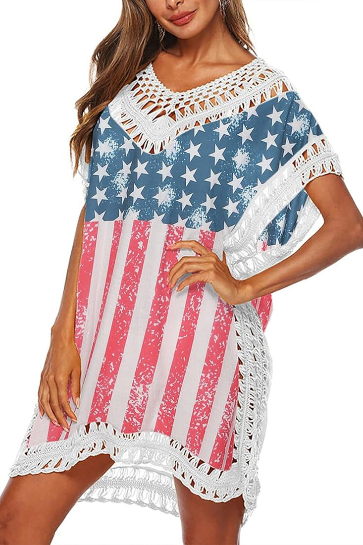 Adisputent Womens Swimsuits Cover Ups Crochet Chiffon Beach Cover Bathing Suit Bikini Wear Coveru... | Amazon (US)