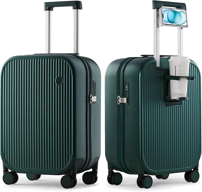 mixi Carry On Luggage with Cup Phone Holder Hard Shell Rolling Travel Suitcases with Spinner Whee... | Amazon (US)