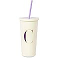 Kate Spade New York Insulated Initial Tumbler with Reusable Straw, 20 Ounce Acrylic Travel Cup wi... | Amazon (US)