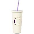 Kate Spade New York Insulated Initial Tumbler with Reusable Straw, 20 Ounce Acrylic Travel Cup wi... | Amazon (US)