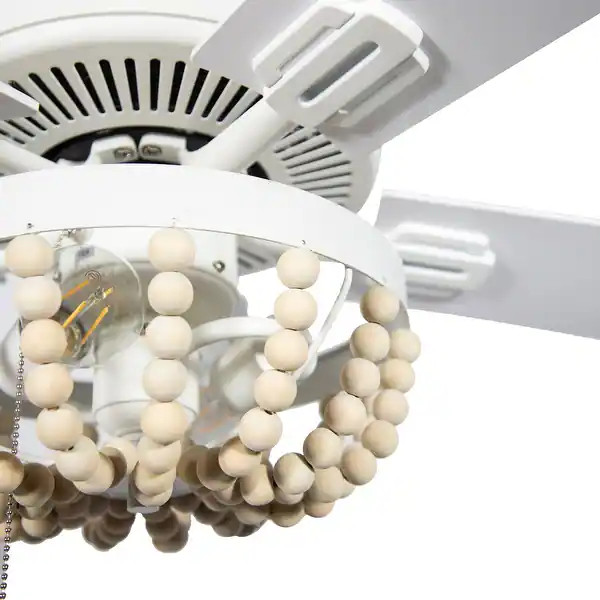 The Curated Nomad Delilah 52-inch Cream Wood Chandelier LED Ceiling Fan | Bed Bath & Beyond