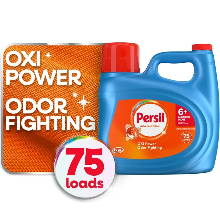 Persil Advanced Clean Liquid Laundry Detergent, Oxi + Odor, Original, 126 fl oz, 75 Loads | Walmart (US)