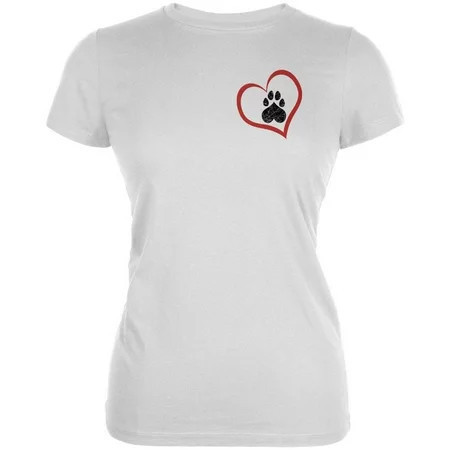 Valentines Day Paw Print Heart Dog White Juniors Soft T-Shirt - Small | Walmart (US)