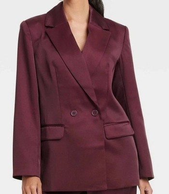 NEW Women’s S Structured Satin Blazer Burgundy A New Day i1666 | eBay US