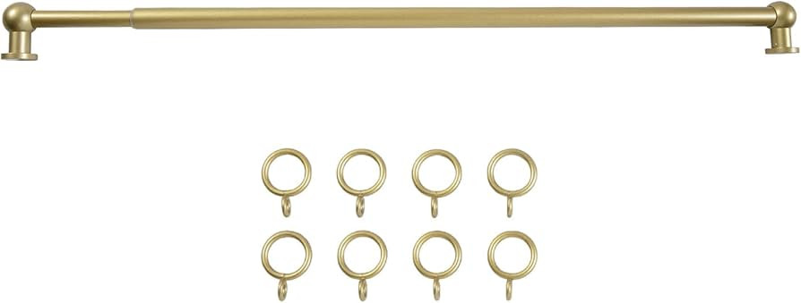 TWOPAGES 16" to 28" Gold Cafe Curtain Rod 1 Pack, Small Adjustable Rod Set with Rings for Windows... | Amazon (US)