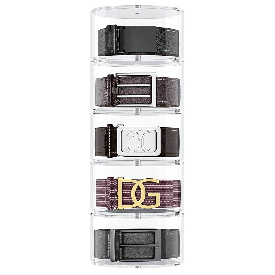 NIUBEE Belt Organizer, Acrylic 5 Layers Belt Case Storage Holder and Display for Accessories Like... | Amazon (US)
