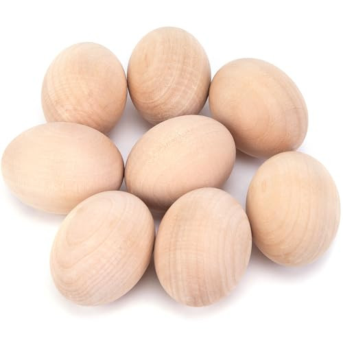 DomeStar Wooden Fake Chicken Eggs, 8PCS 2.5" Unpainted Faux Wood Eggs for Encouraging Hens to Lay | Amazon (US)