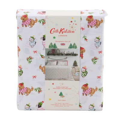Cath Kidston London Twin Sheet Set Puppy Love Pink Dogs 100% Cotton Holiday $118 | eBay US