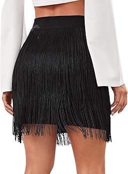 Verdusa Women's Fringe Trim High Waist Short Pencil Bodycon Skirt | Amazon (US)