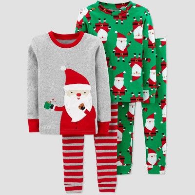 Toddler Boys' 4pc Santa 100% Cotton Pajama Set - Just One You® made by carter's Gray/Green | Target