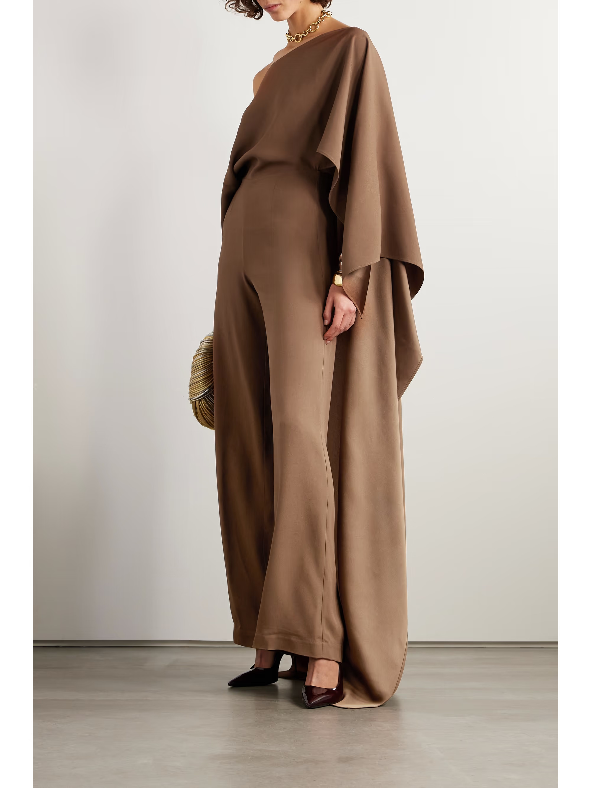 Jerry cape-effect one-shoulder crepe jumpsuit | NET-A-PORTER (UK & EU)