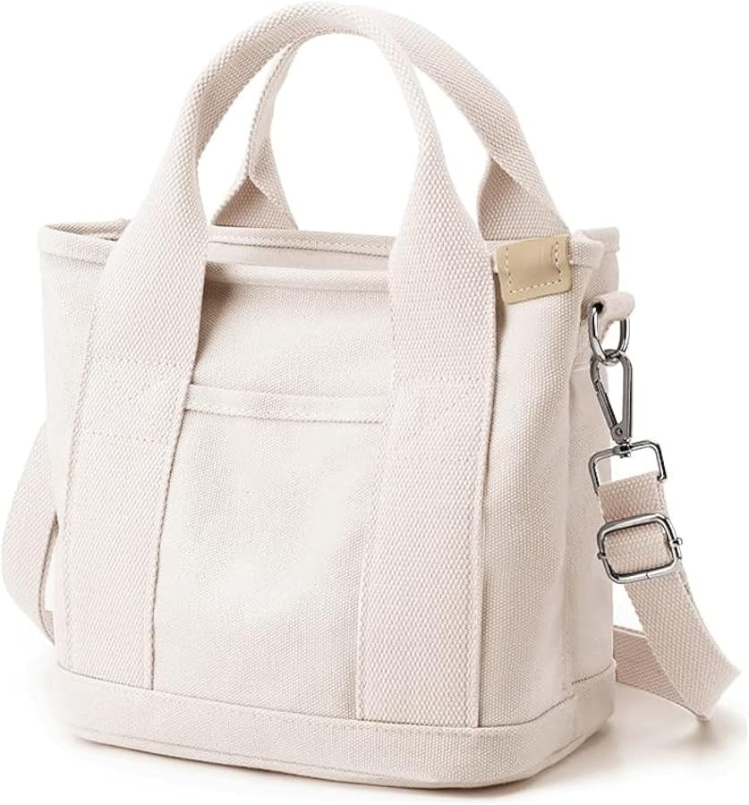 Small Tote Bag with Zipper Tote Bag for Women Canvas Crossbody Bag Shoulder Bag Satchel Hobo Bag ... | Amazon (US)