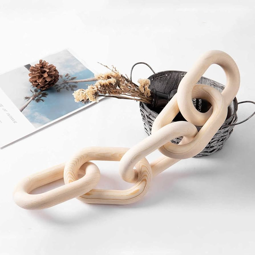 Ohiyoo Wood Chain Link Décor 22'', Hand Carved 5-Link Wood Knot Decor for Home Decor, Pine Wood ... | Amazon (US)