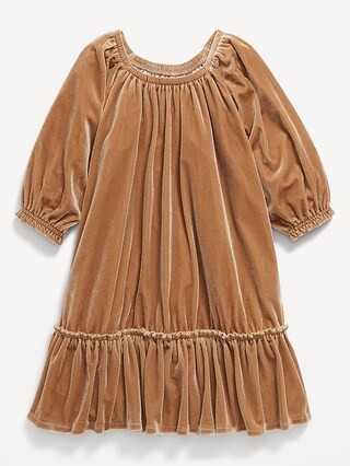 Puffy-Sleeve Velour Dress for Toddler Girls | Old Navy (US)