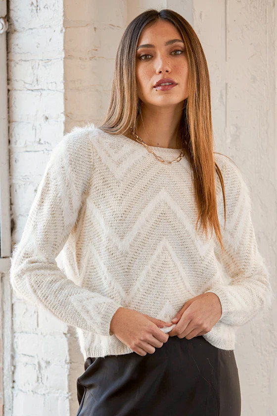 Lorissa Beige Multi Knit Long Sleeve Sweater | Lulus (US)