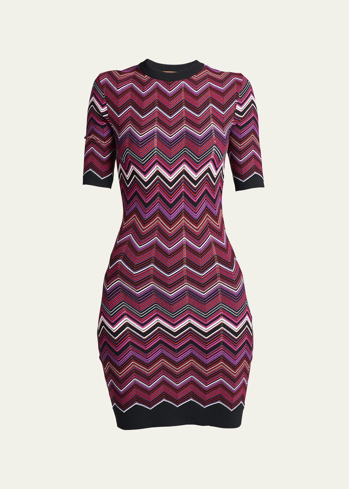 Missoni Chevron Knit Short-Sleeve Mini Dress | Bergdorf Goodman