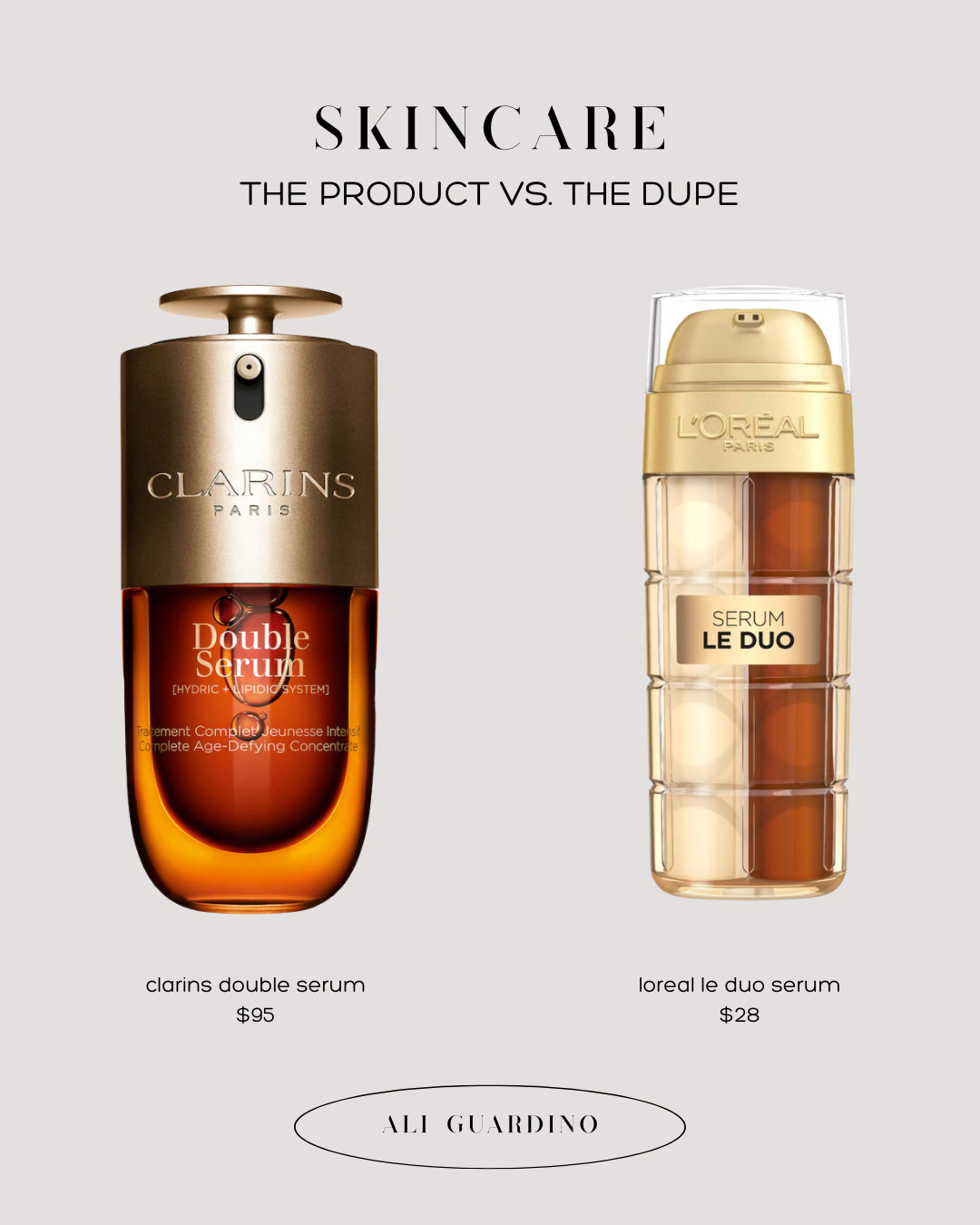 okay we love a skincare dupe especially when its a fraction of the cost. as we all know the clarins double serum is the best ever - but if its just not in your budget or you want to try something different go get the loreal le duo serum! Its amazing!!! I use this every morning now.  

 #LTKmorningroutine #LTKselfcare #LTKBeauty