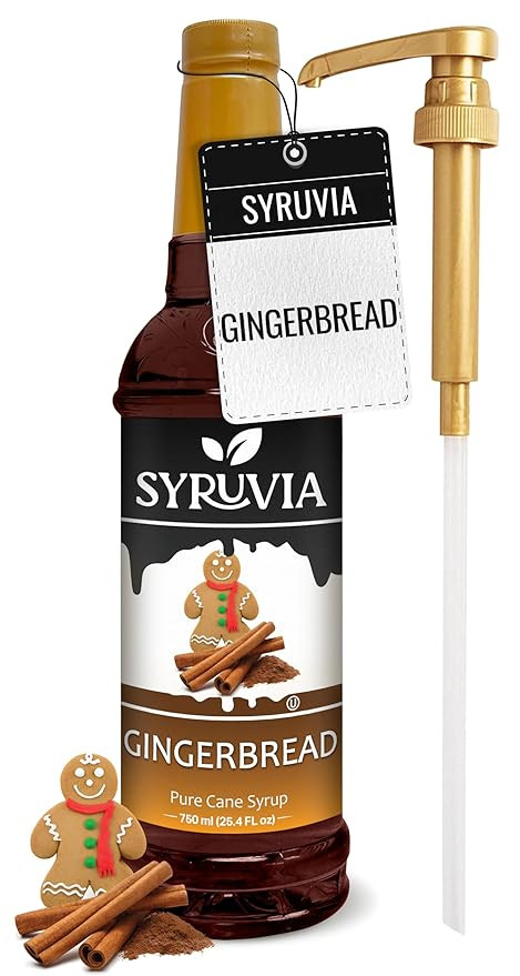 Syruvia Gingerbread Syrup for Coffee, Flavored Syrup for Drinks, Lattes, and Desserts – 25.4 fl... | Amazon (US)