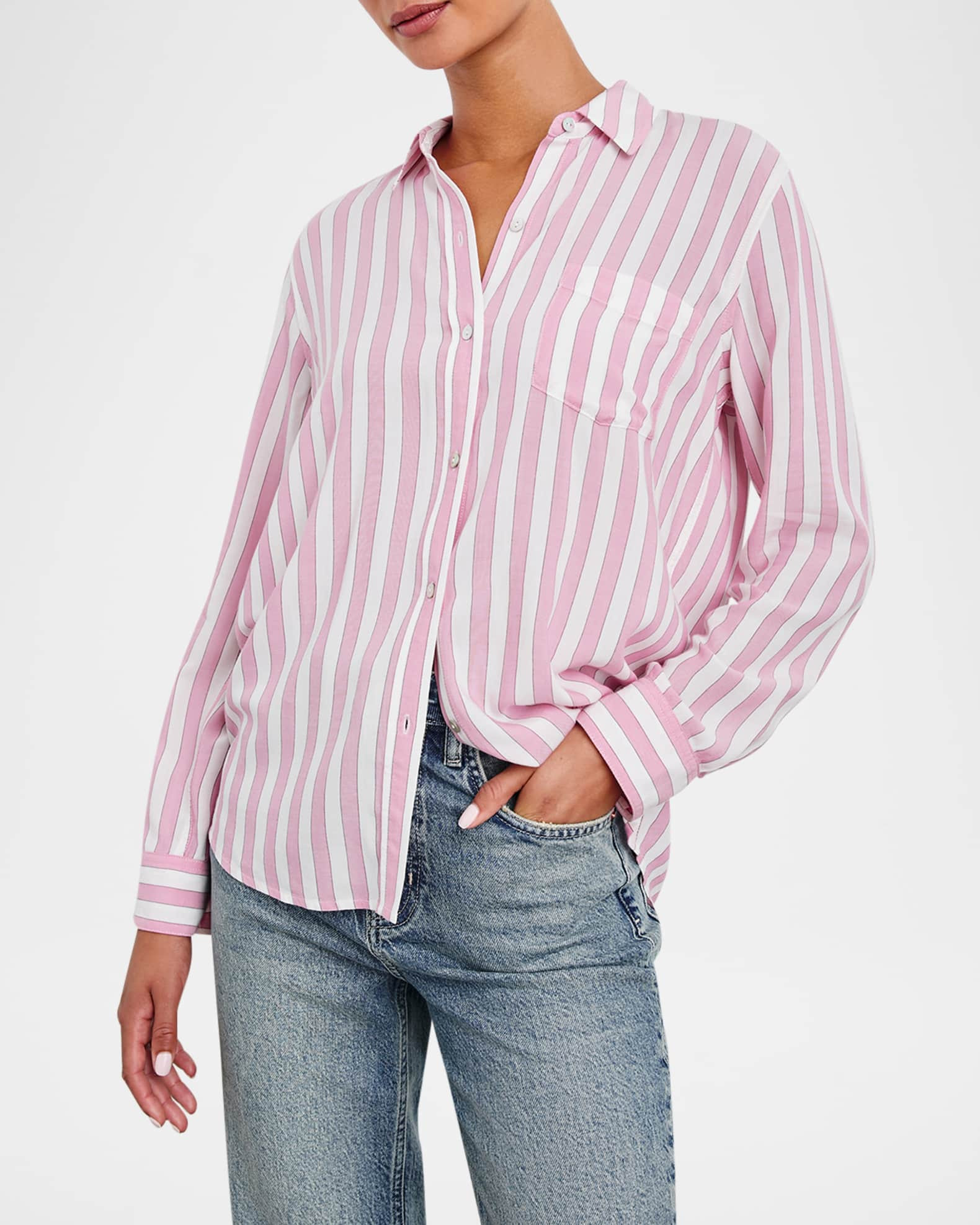 Rails Wren Striped Button-Front Shirt | Neiman Marcus