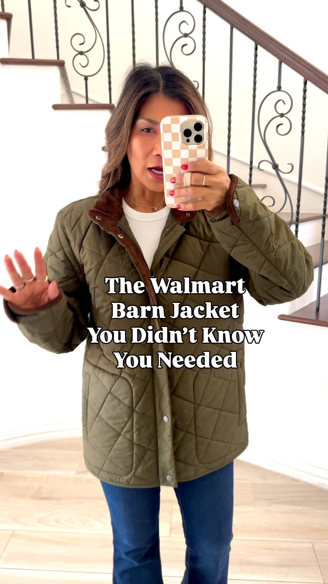 I’m 5’2” 118#ish for reference 
Barn quilted jacket in XS -men’s section.
Jeans tts in size 2. I’m wearing 3” heels- if
you’re petite you’ll need heels.
Winter fashion, fall outfit. 

#LTKFindsUnder50 #LTKHoliday #LTKOver40