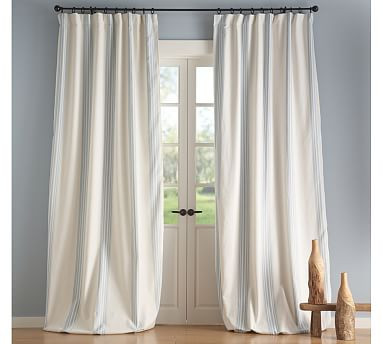 Riviera Striped Linen/Cotton Curtain | Pottery Barn (US)