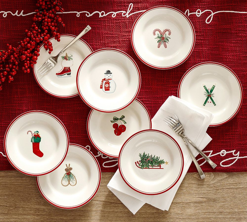 Holiday Classics Appetizer Plates - Mixed Set of 8 | Pottery Barn (US)